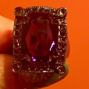 Black Platinum Plated Amethyst Ring